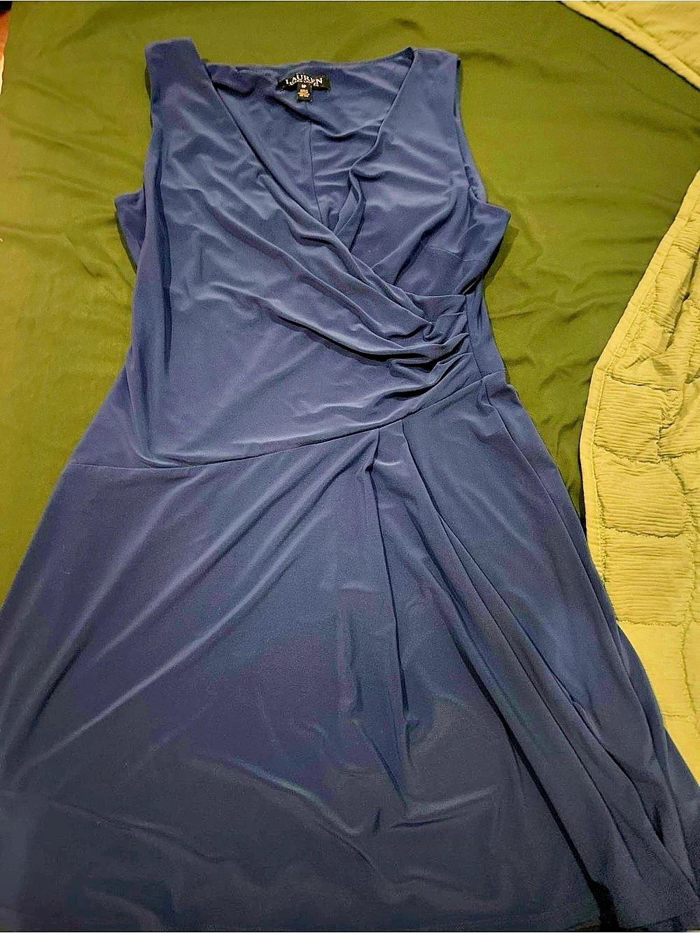 Lauren Ralph Lauren Draped Midi Dress in Blue Size 8P Like New